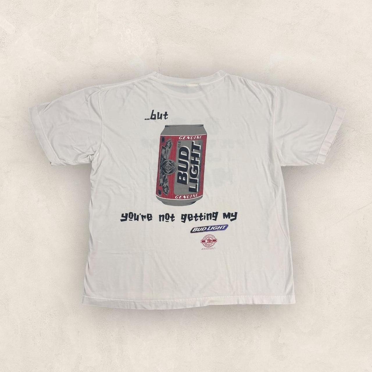 Vintage 90s USA Budweiser Bud Light beer promotional t-shirt