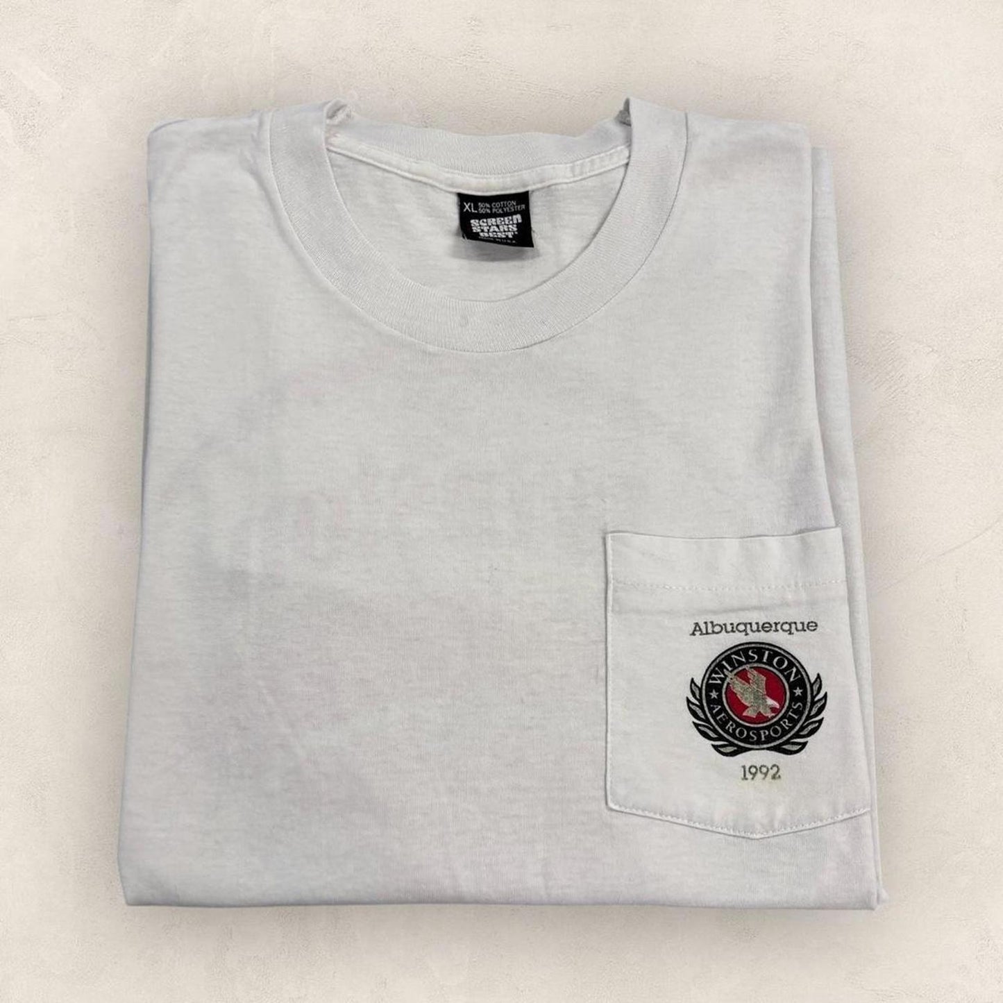 Vintage 90s USA Winston Cigarettes Hot Air Balloon New Mexico pocket t-shirt