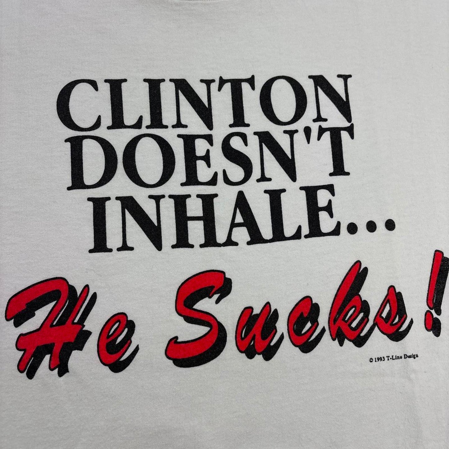 Vintage 90s USA Bill Clinton President novelty humour slogan t-shirt