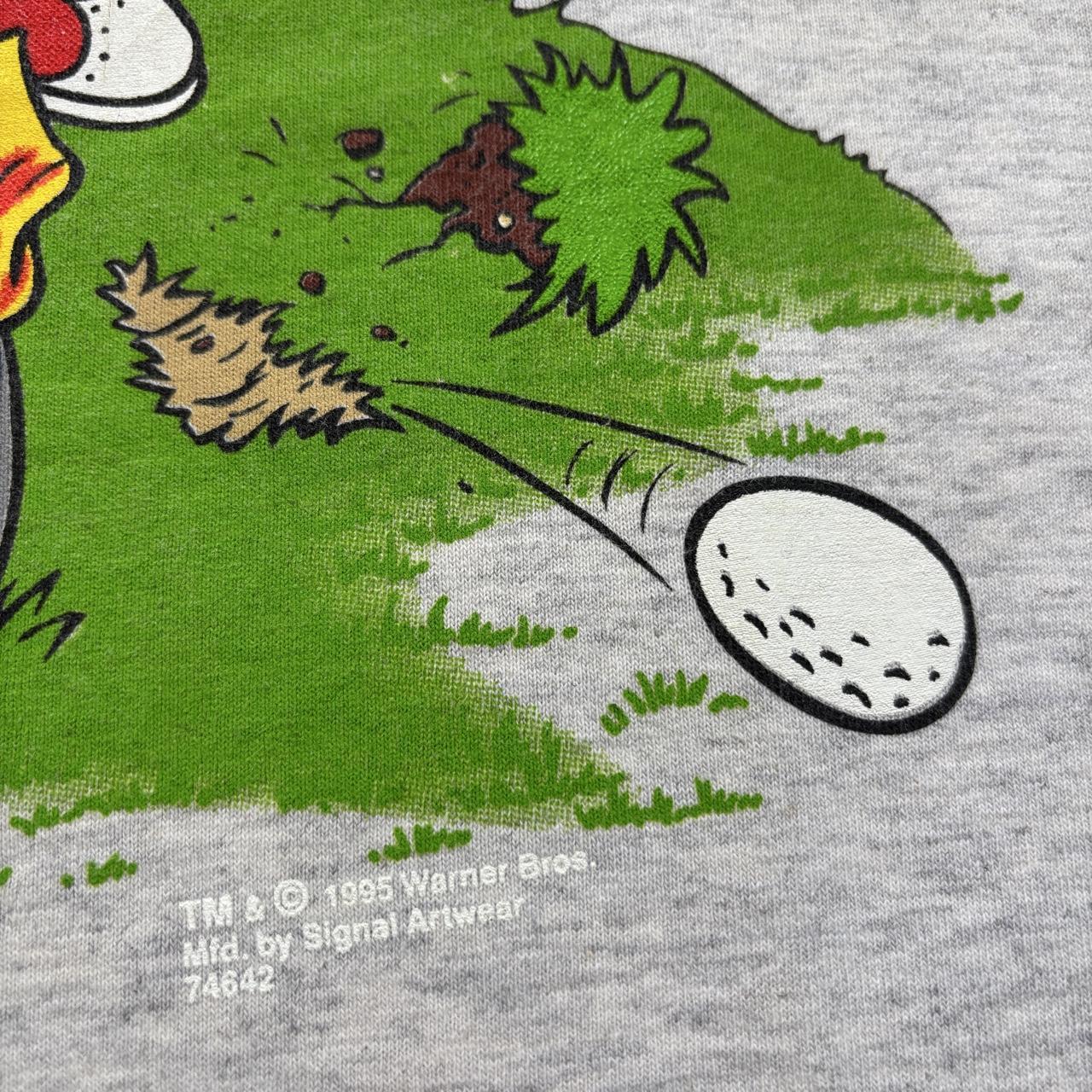 Vintage 90s USA Looney Tunes Warner Bros golf cart polo cartoon t-shirt