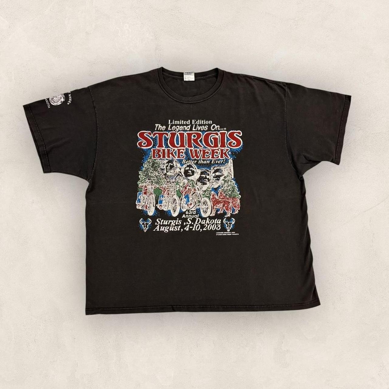 Vintage Y2K Sturgis motorbike week South Dakota motorcycle graphic t-shirt