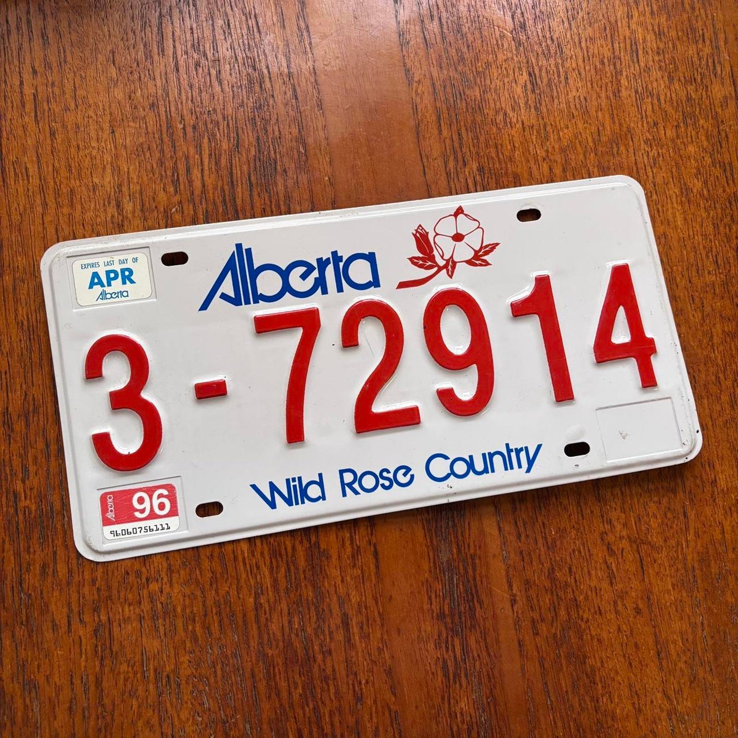 Vintage 90s USA Alberta Wild Rose Country Canada license plate
