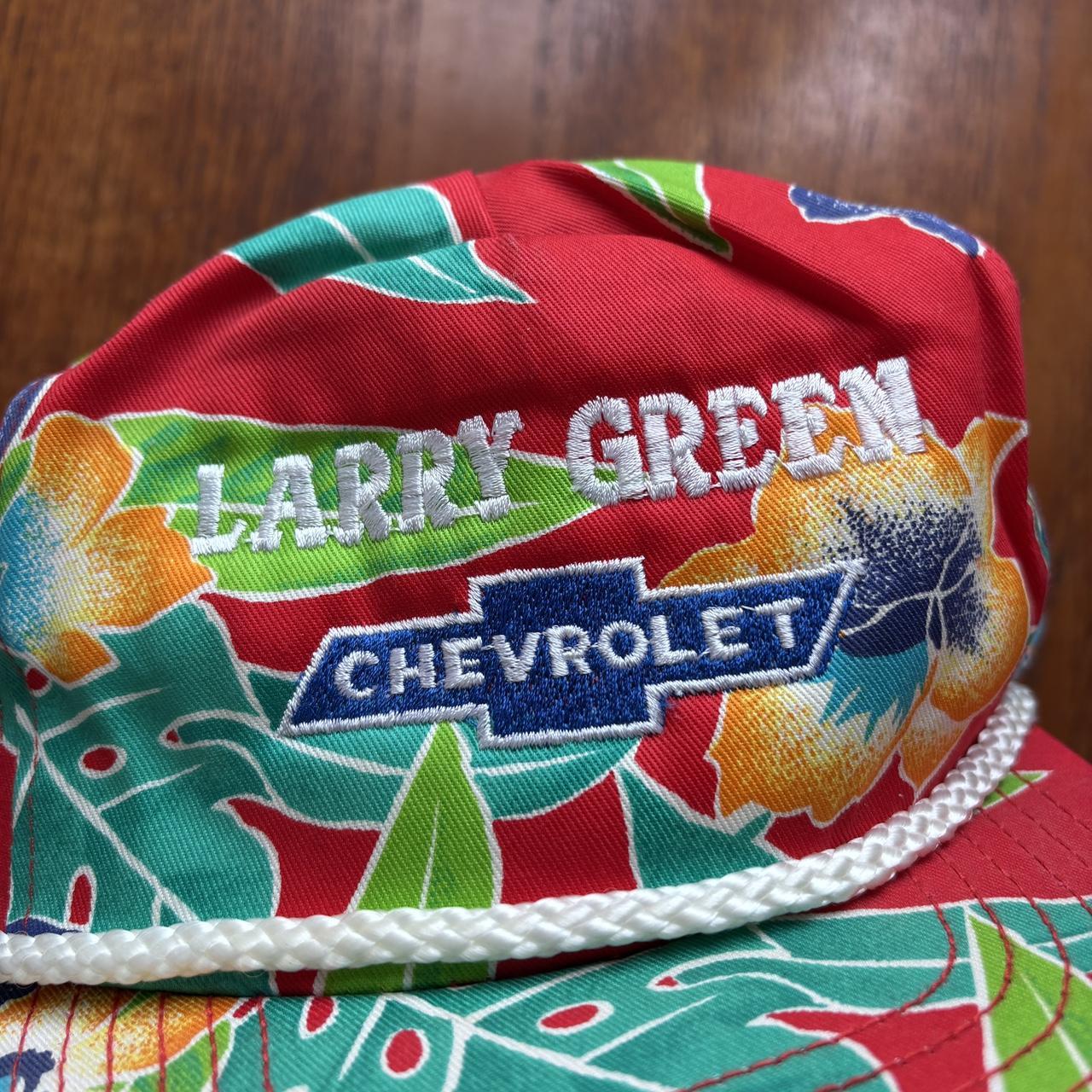 Vintage 90s USA Larry Green Chevrolet dealership Arizona automobile motors floral cap