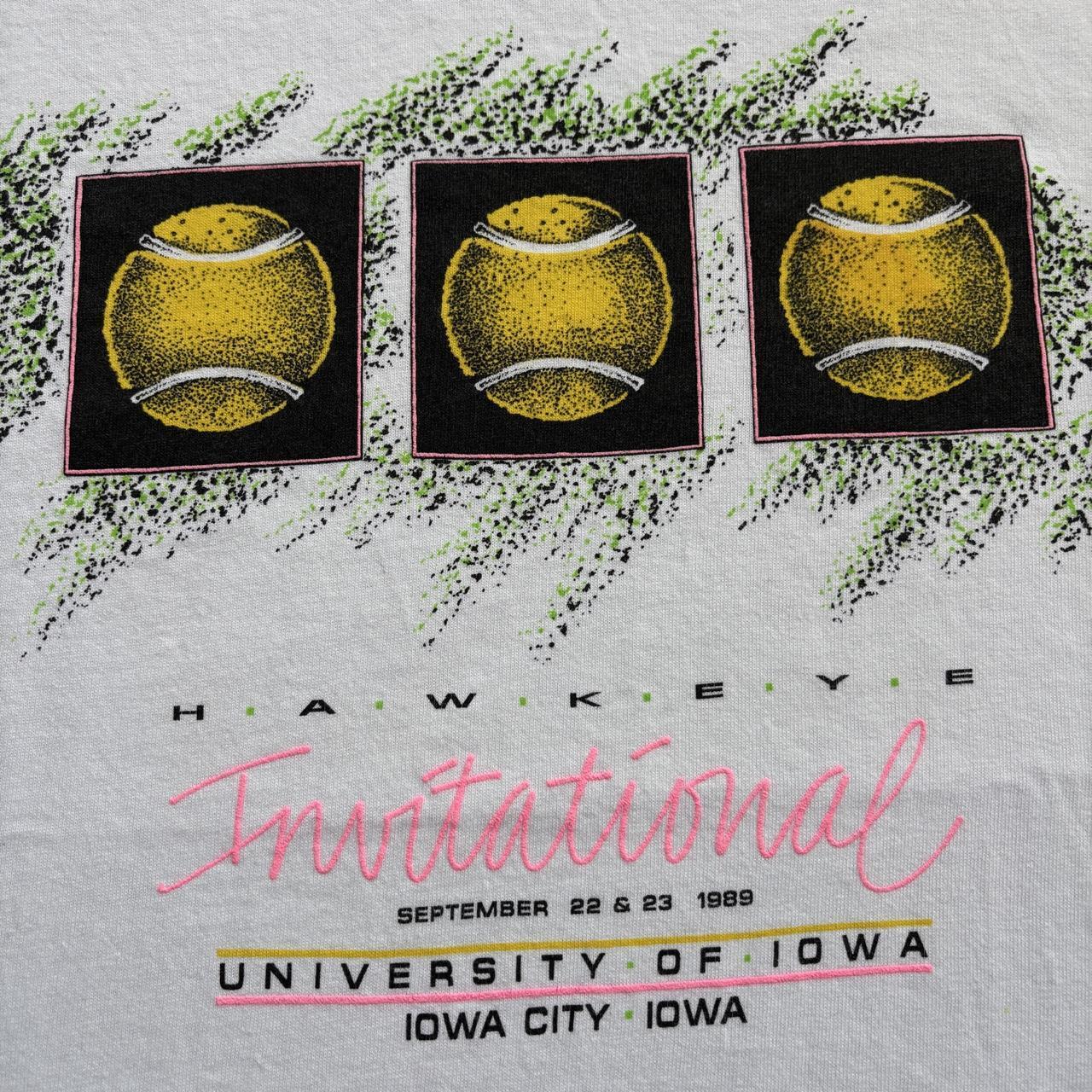 Vintage 80s USA Hawkeye invitational tennis tournament Iowa t-shirt