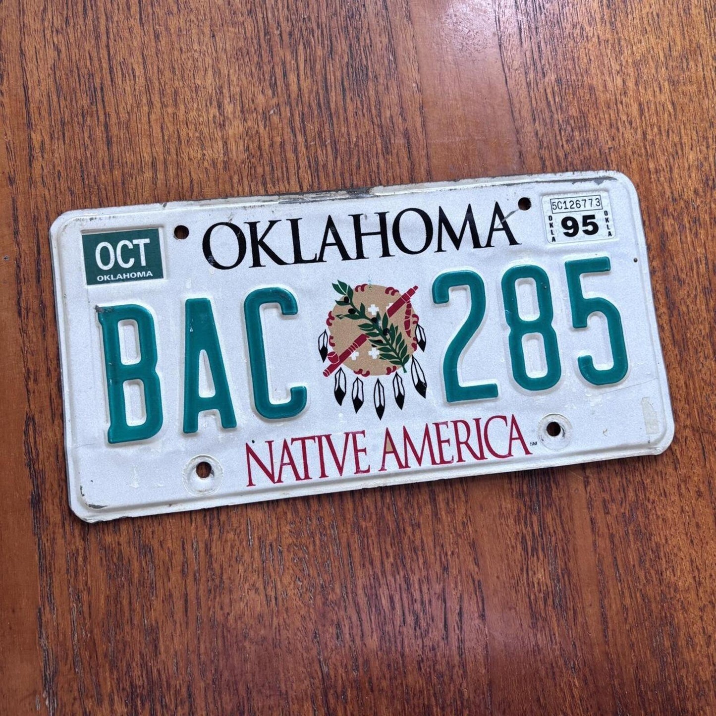 Vintage 90s USA Oklahoma State car automobile American license plate