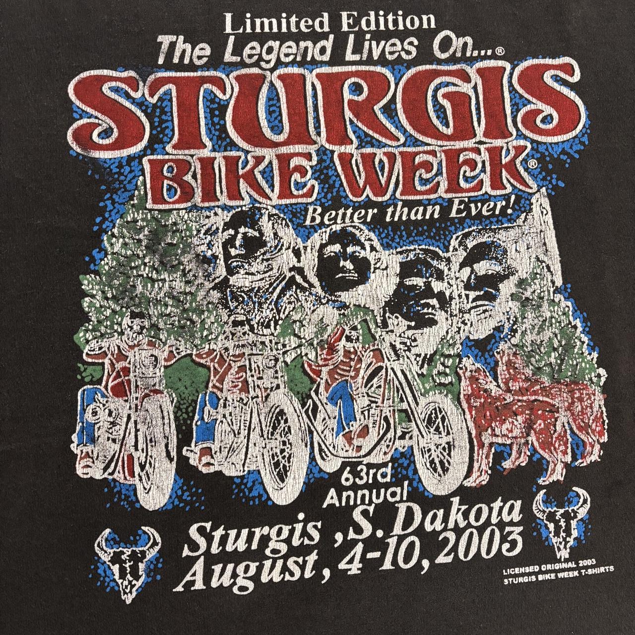 Vintage Y2K Sturgis motorbike week South Dakota motorcycle graphic t-shirt