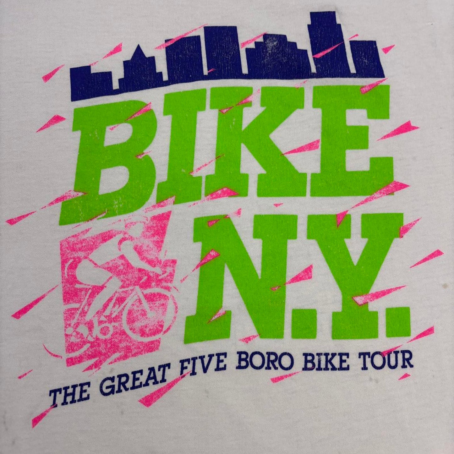 Vintage 90s USA Bike New York five borough tour cycling souvenir t-shirt