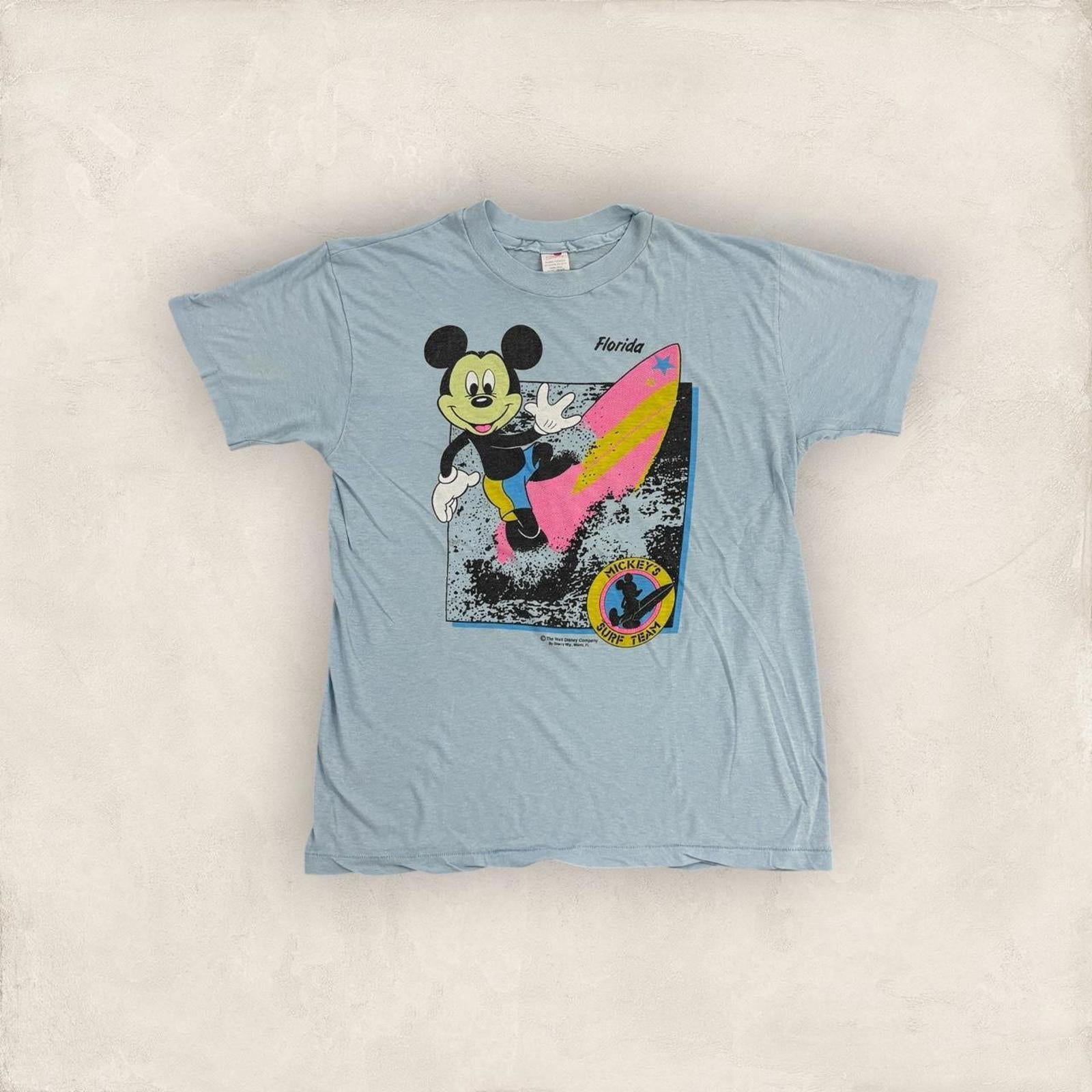 Vintage 80s USA Disney Mickey Mouse surf team Florida graphic t