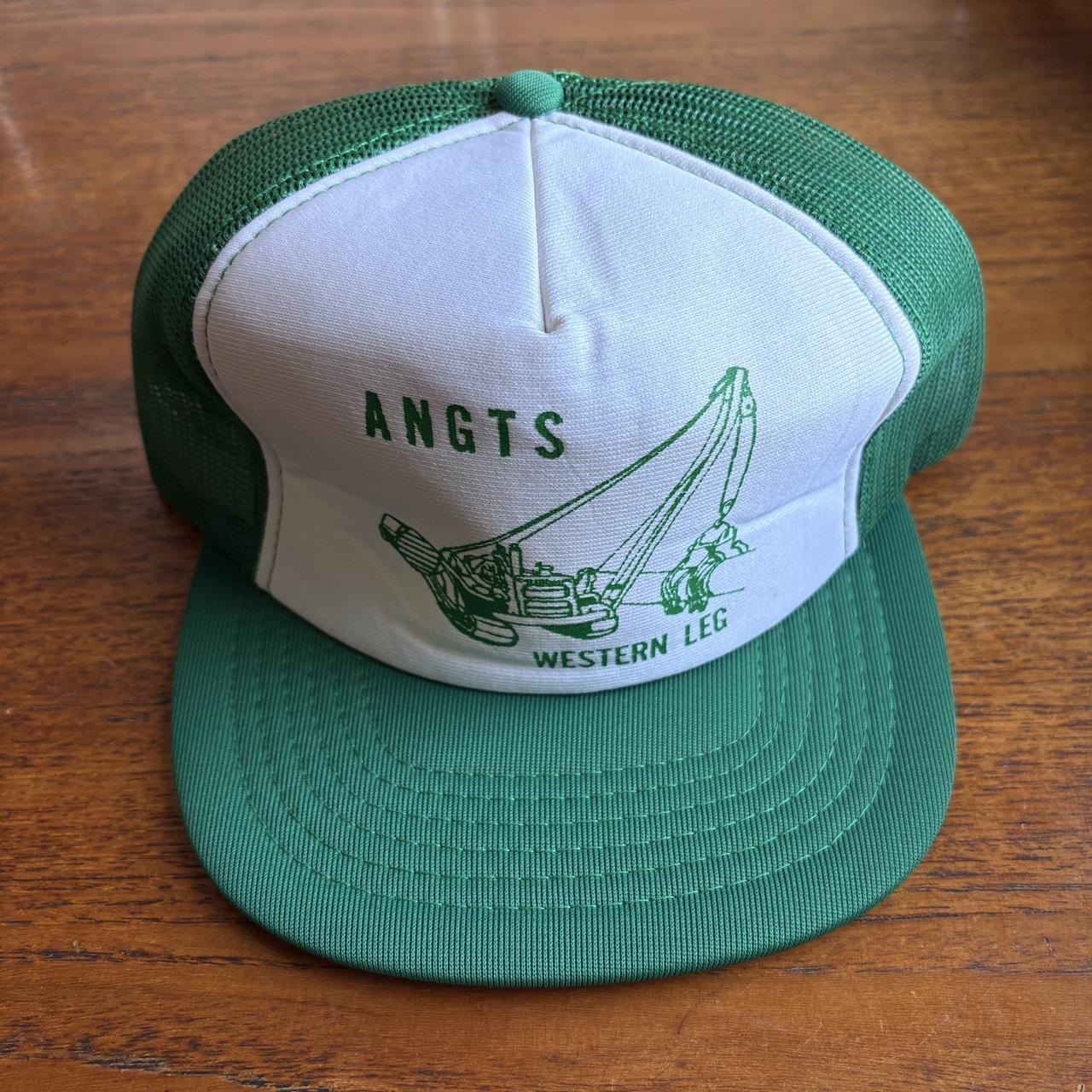 Vintage 90s USA Angts western leg construction workwear graphic trucker cap