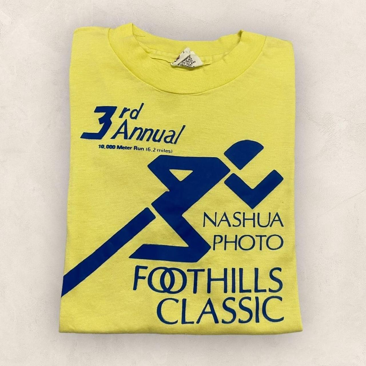 Vintage 80s USA Foothills Classic 10K meter race run athletics promotional graphic t-shirt