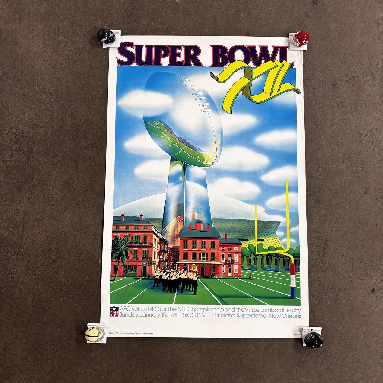 Vintage 70s Super Bowl 12 poster NFL American Football New Orleans print