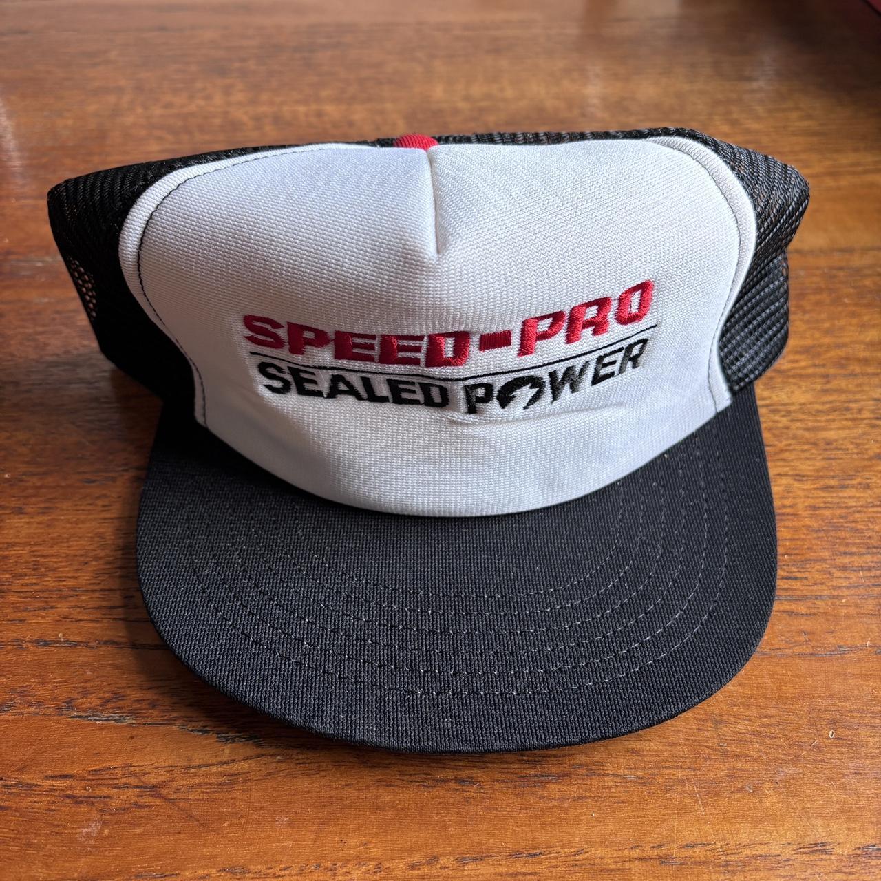 Vintage 90s USA Speed Pro sealed power piston rings automobile motors graphic trucker cap