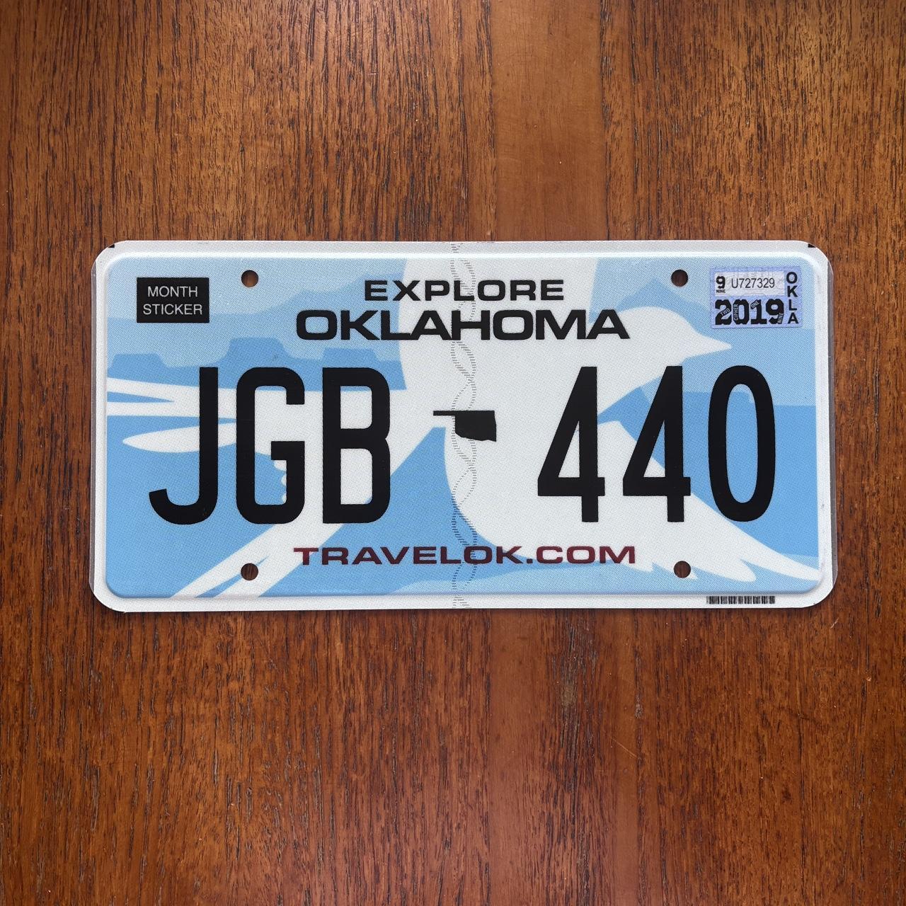 Vintage Y2K explore Oklahoma state promotional American license plate