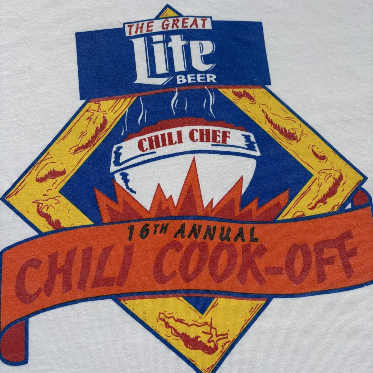 Vintage 90s USA Miller lite beer chilli cook-off cooking t-shirt