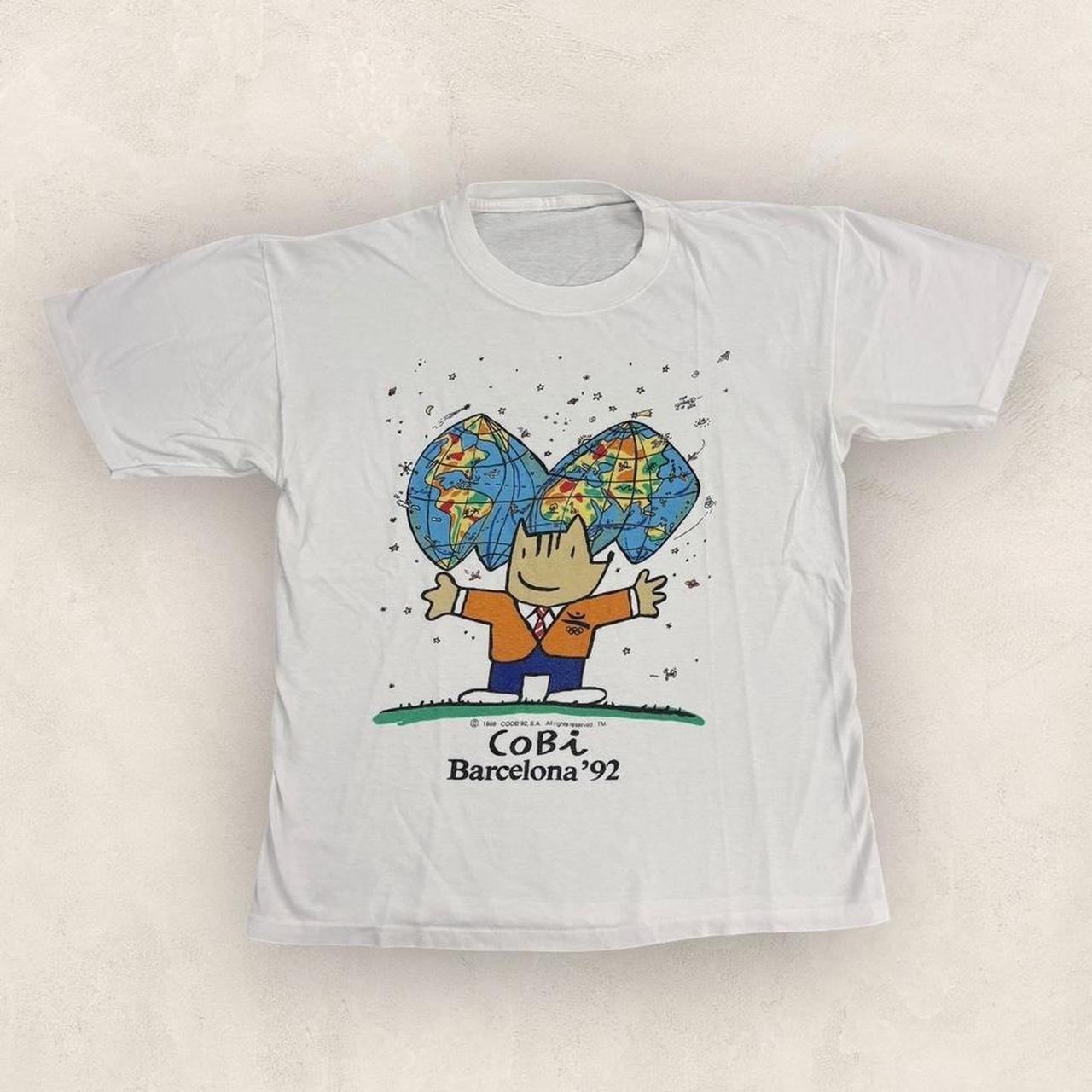 Vintage 90s Barcelona Olympics Spain Cobi mascot summer games athletics graphic t-shirt