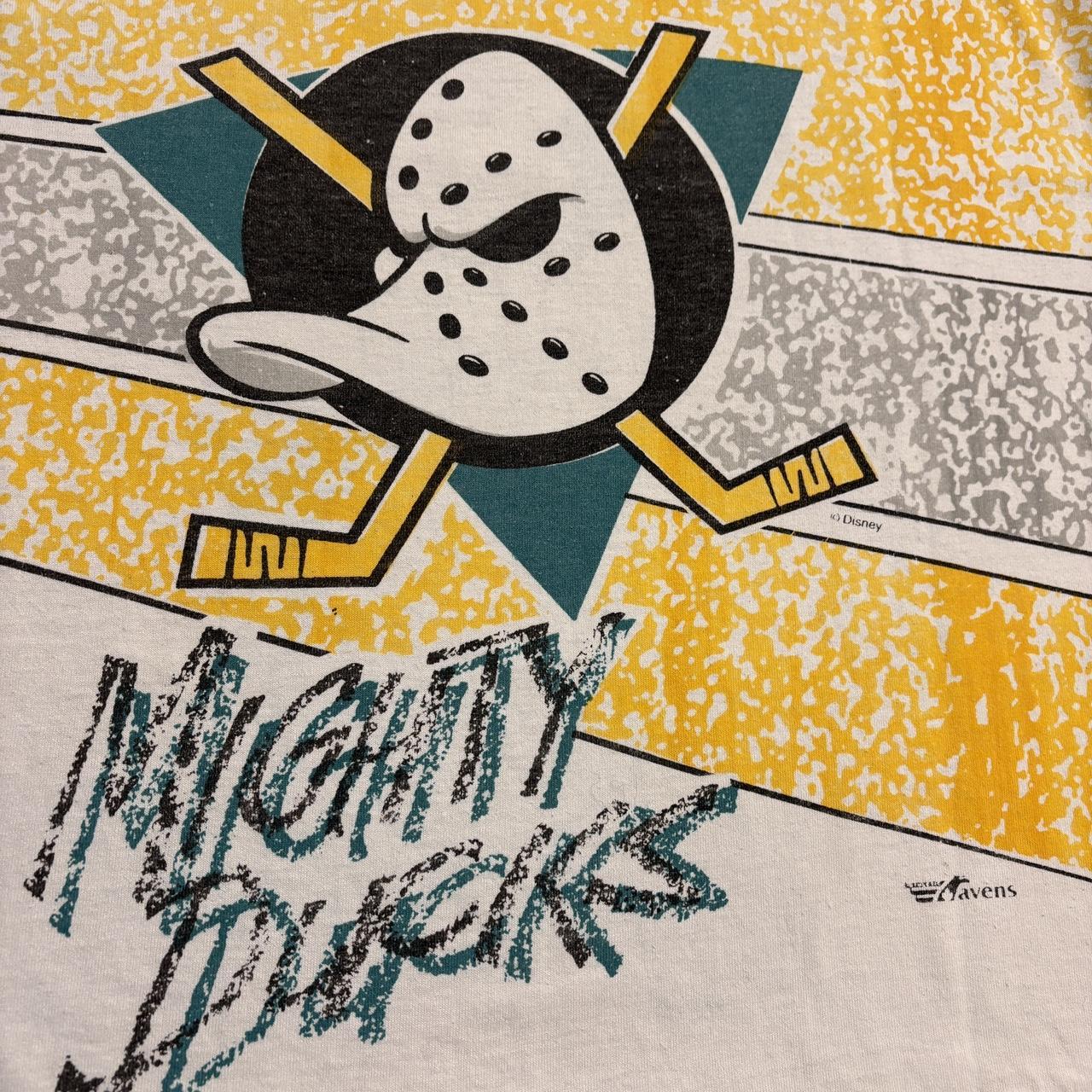 Vintage 90s USA Anaheim Mighty Ducks NHL ice hockey AOP graphic t-shirt