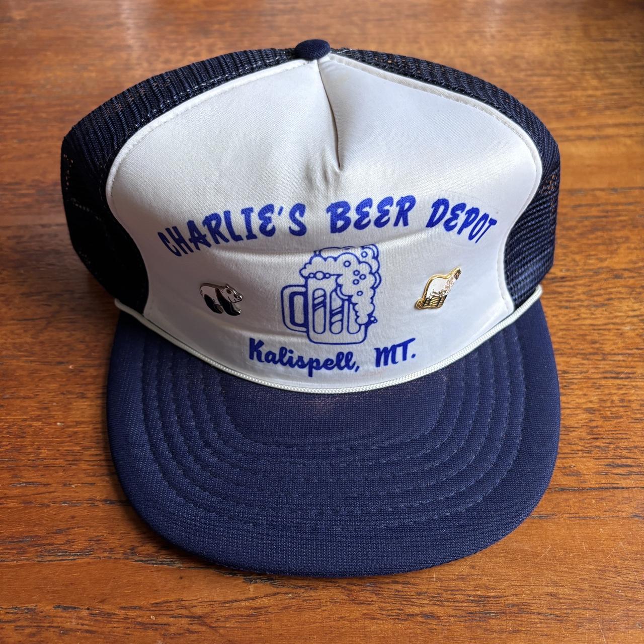 Vintage 90s USA Charlie’s beer depot Kalispell Montana graphic trucker cap