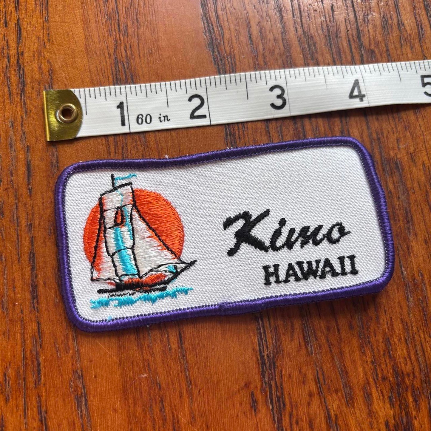 Vintage 90s USA Kimo Hawaii sailing tourist souvenir embroidered patch