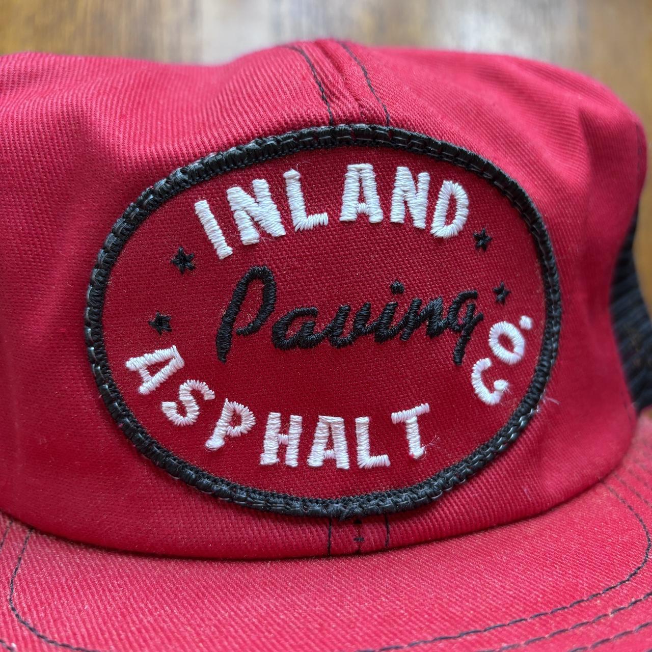 Vintage 90s USA Inland asphalt paving company graphic trucker cap