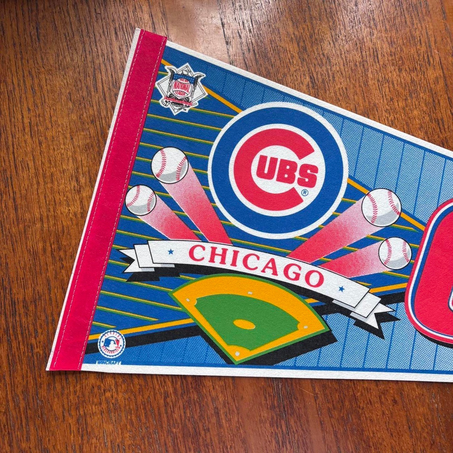 Vintage 90s USA Chicago Cubs Major League Baseball MLB felt pennant