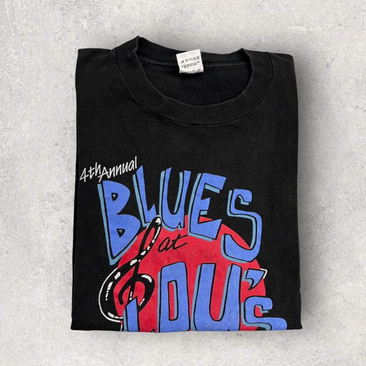 Vintage 90s USA Blues at Lou’s at Pier 47 San Francisco jazz music graphic t-shirt