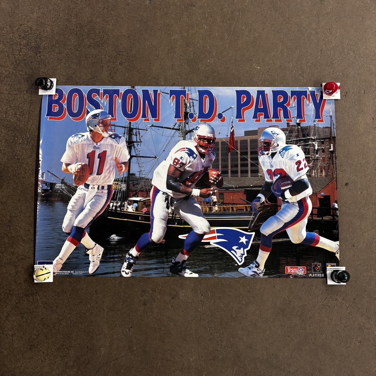 Vintage 90s New England Patriots poster NFL American Football Boston touchdown party print