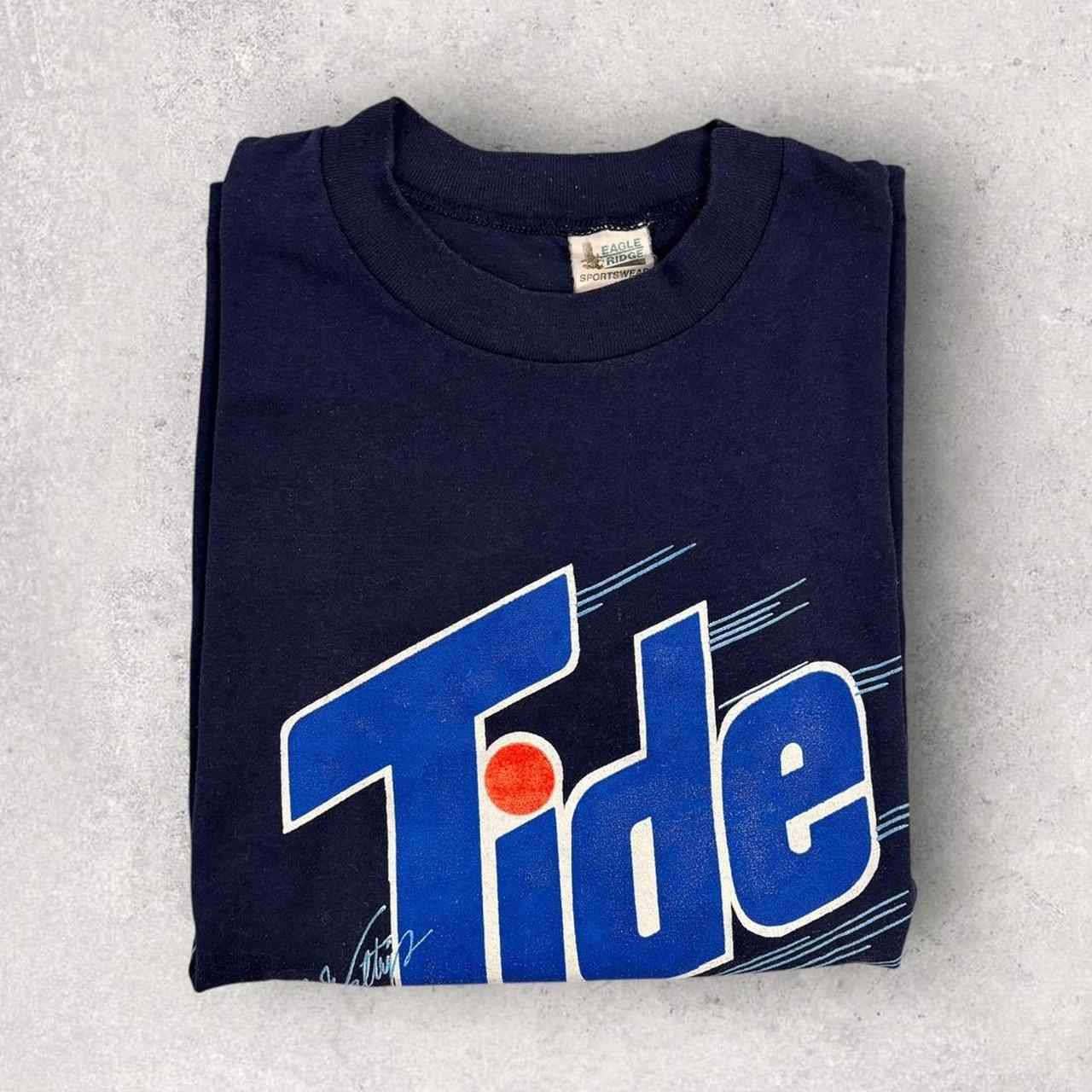 Vintage 80s USA NASCAR Tide Racing Team Darrell Waltrip stock cars motorsport graphic t-shirt