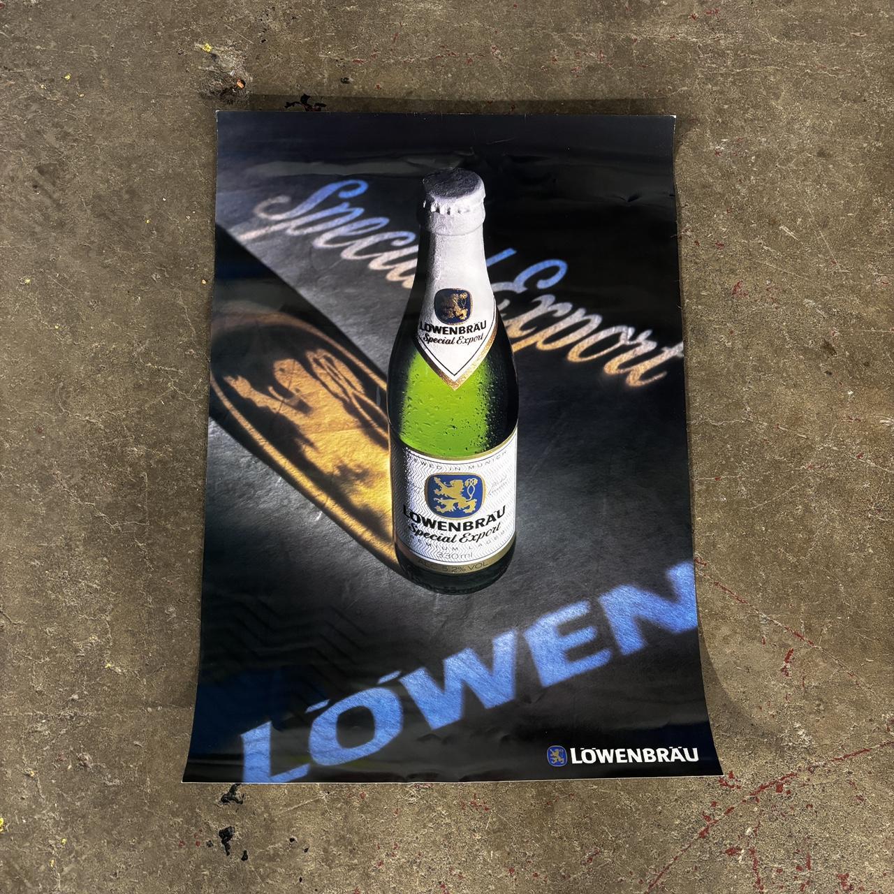 Vintage 90s Lowenbrau beer poster lager Munich Germany promotional print