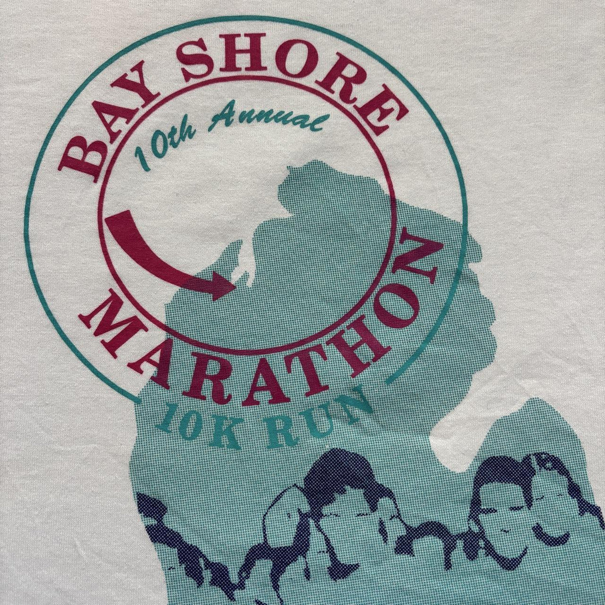 Vintage 90s USA Bay Shore marathon Michigan road race running longsleeve t-shirt