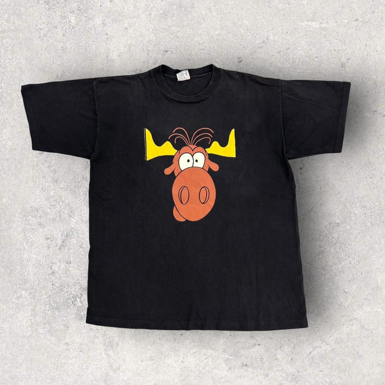 Vintage 90s USA Taco Bell Bullwinkle moose cartoon graphic t-shirt
