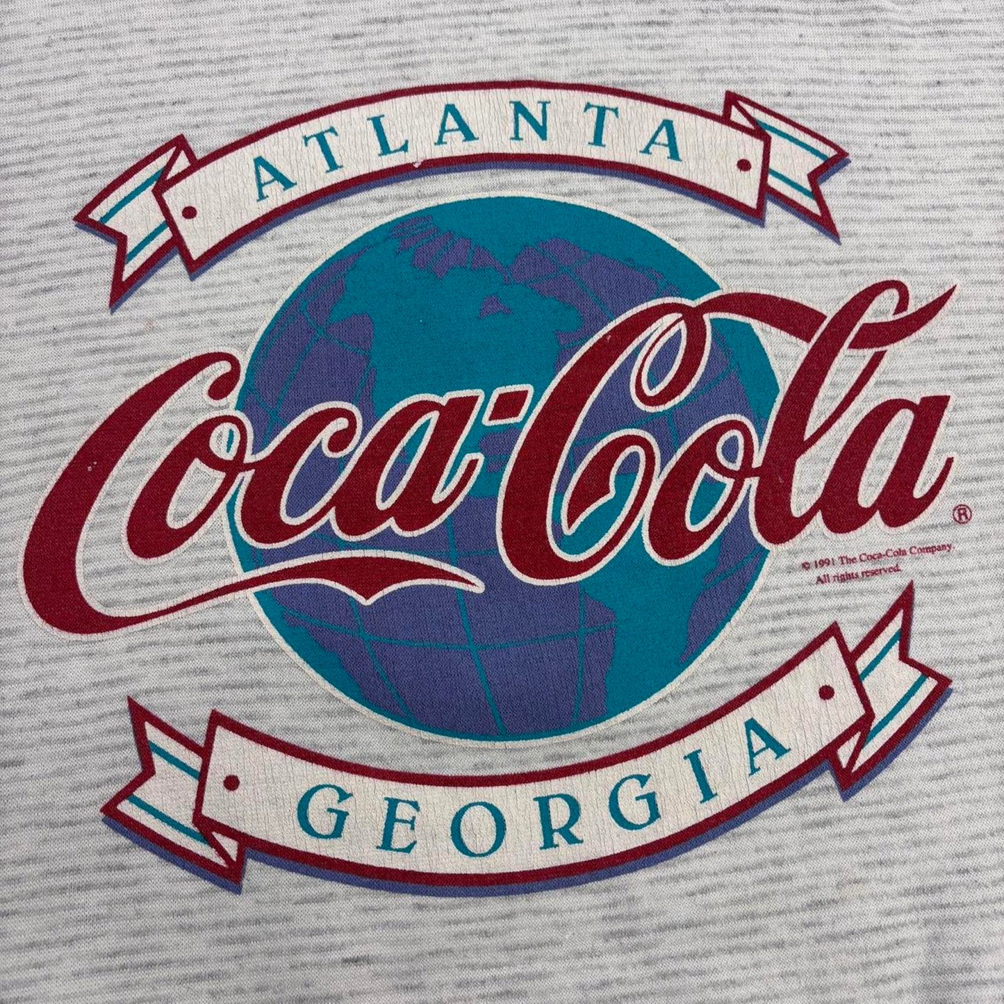 Vintage 90s USA Coca Cola World Atlanta Georgia promotional sweatshirt