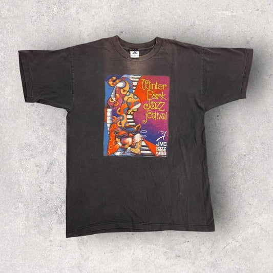 Vintage 90s USA JVC Winter Park Jazz Festival Colorado graphic t-shirt