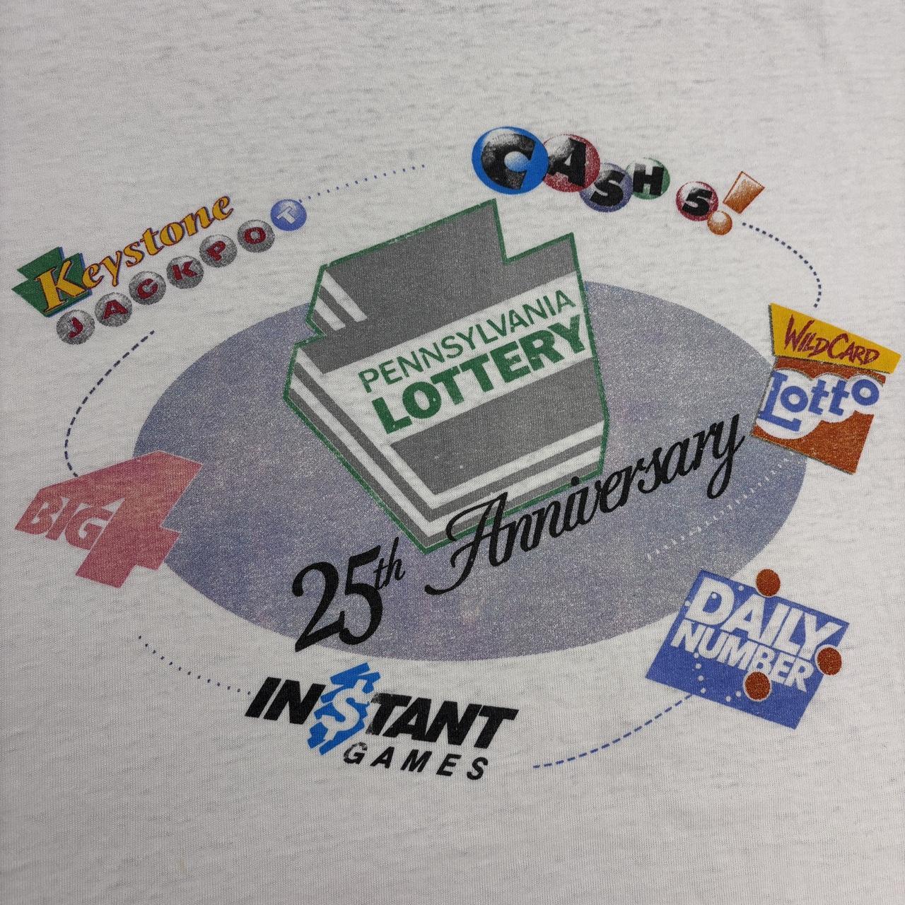 Vintage 90s USA Pennsylvania Lottery 25th anniversary graphic t-shirt