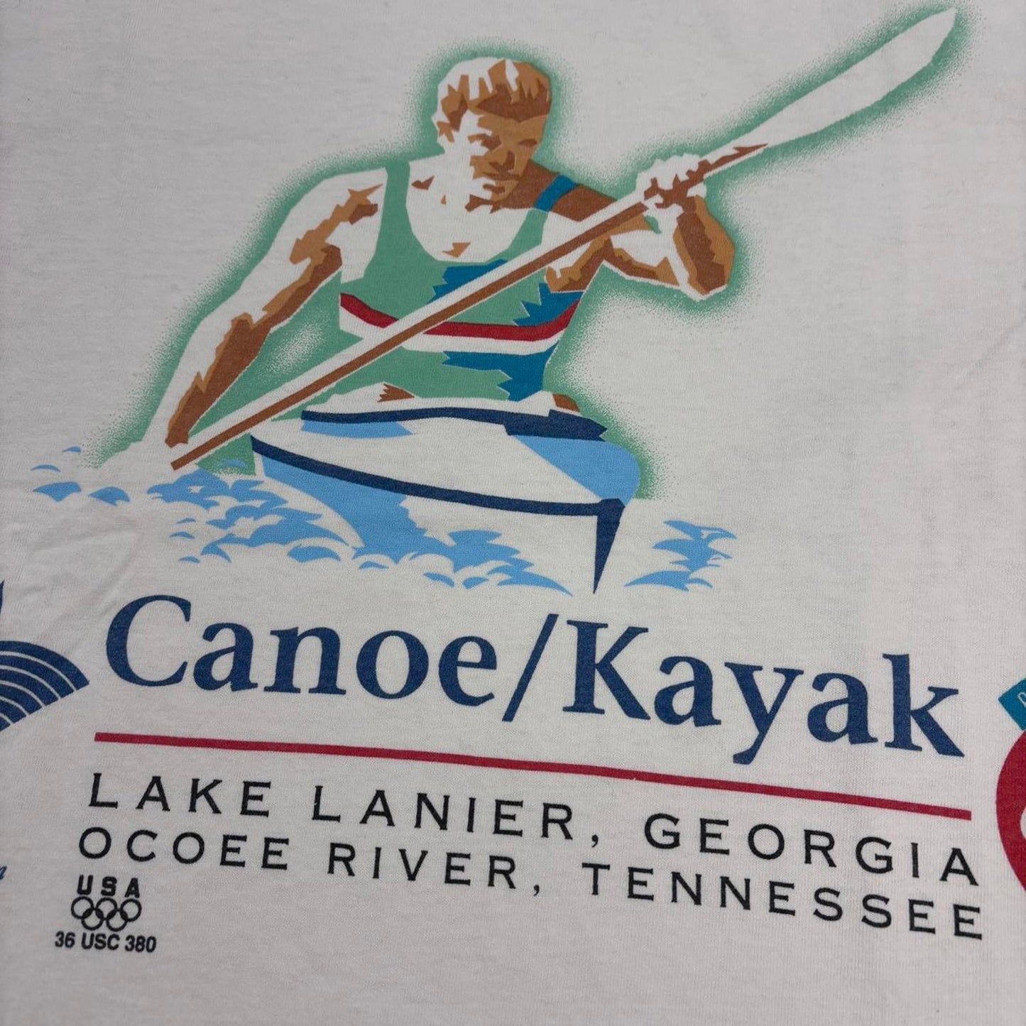 Vintage 90s USA Olympics canoe kayak team water sports Coca Cola t-shirt