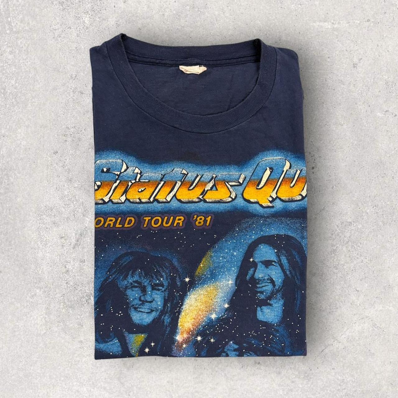 Vintage 80s USA Status Quo World Tour 1981 concert graphic band t-shirt