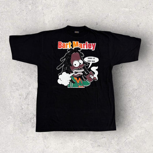 Vintage 90s Bart Marley parody Bart Simpson reggae cartoon graphic t-shirt