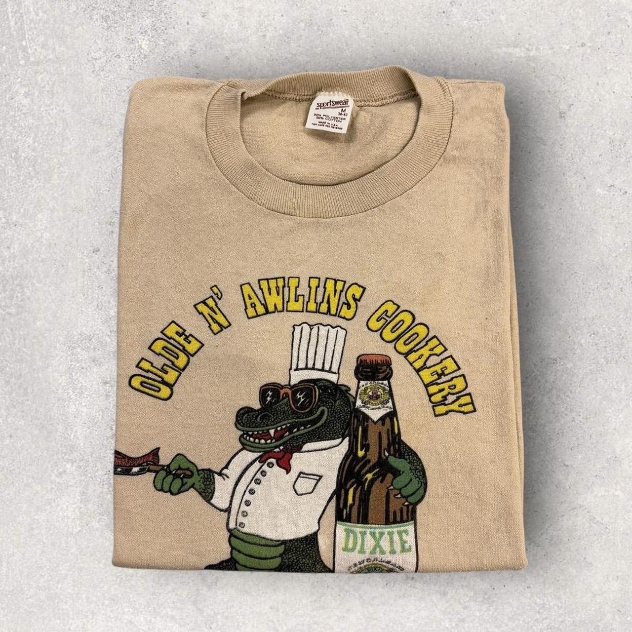 Vintage 80s USA New Orleans Louisiana cookery alligator graphic t-shirt