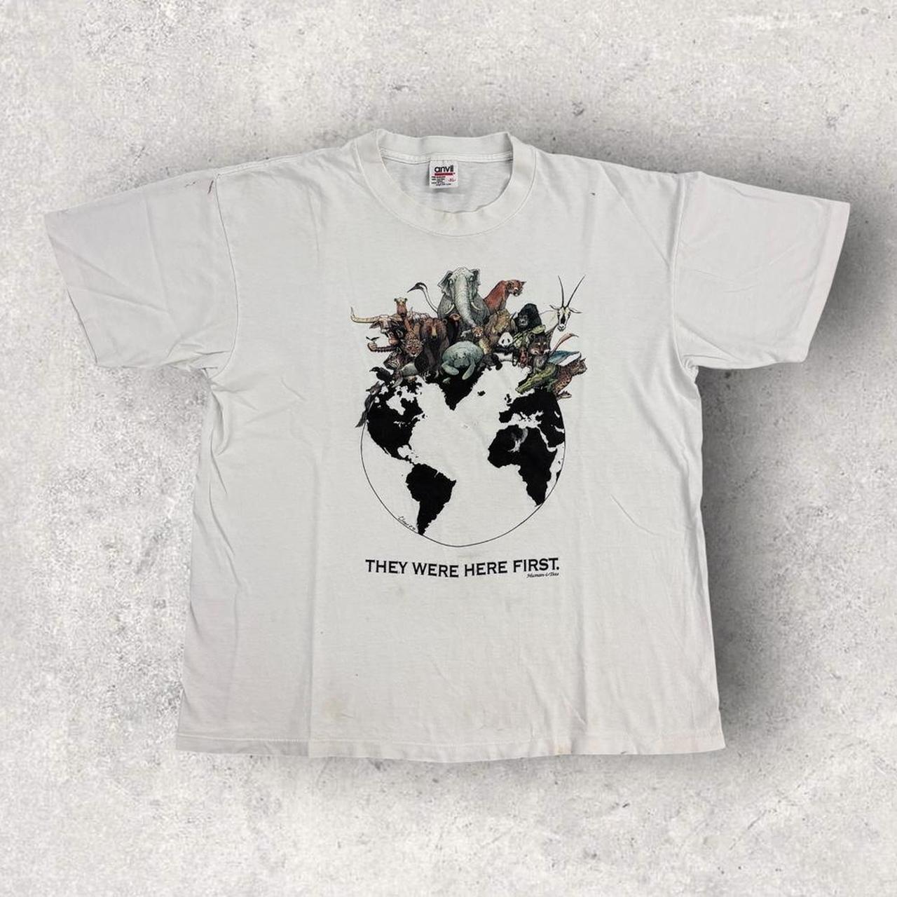 Vintage 90s USA humanitees “they were here first” nature wildlife graphic t-shirt