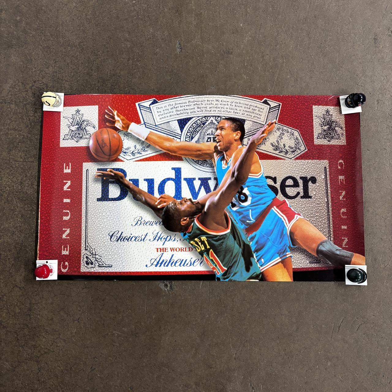 Vintage 90s Budweiser beer poster NBA basketball print