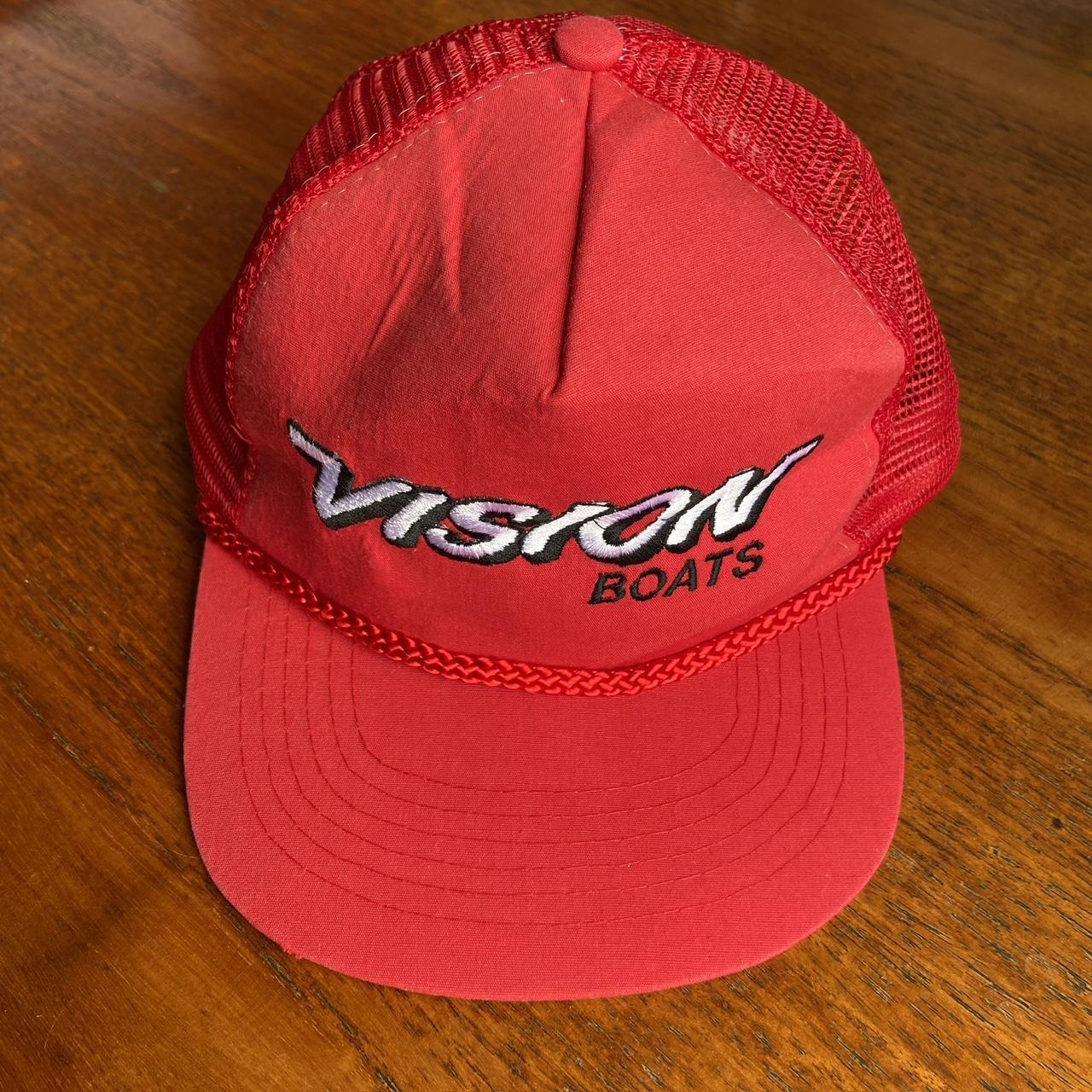 Vintage 90s USA vision boats promotional graphic trucker cap