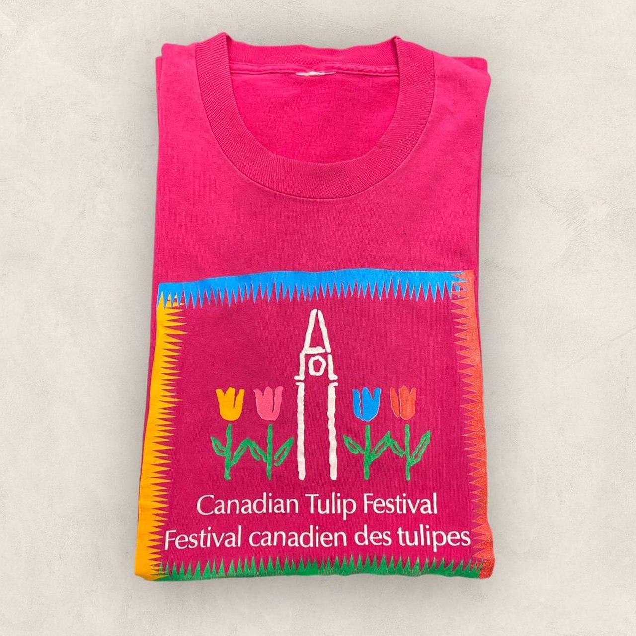 Vintage 90s Canada Canadian Tulip Festival Quebec promotional graphic t-shirt