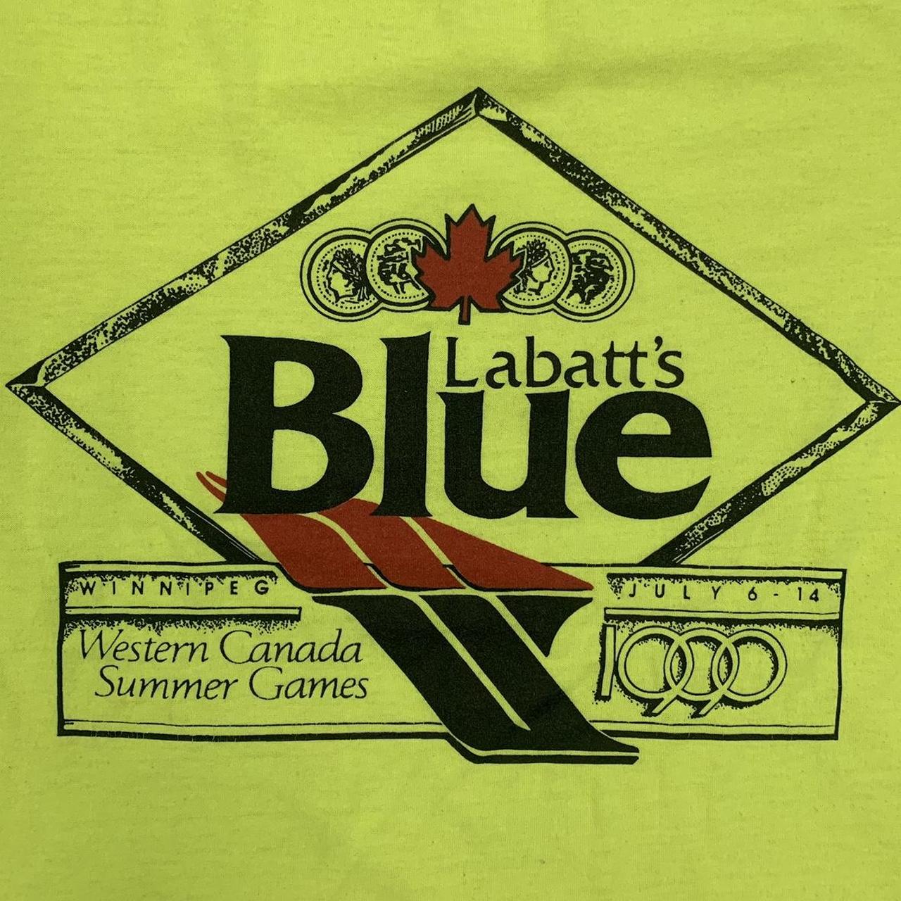 Vintage 90s Canada Winter Olympics Labatts Blue beer alcohol promotional graphic t-shirt