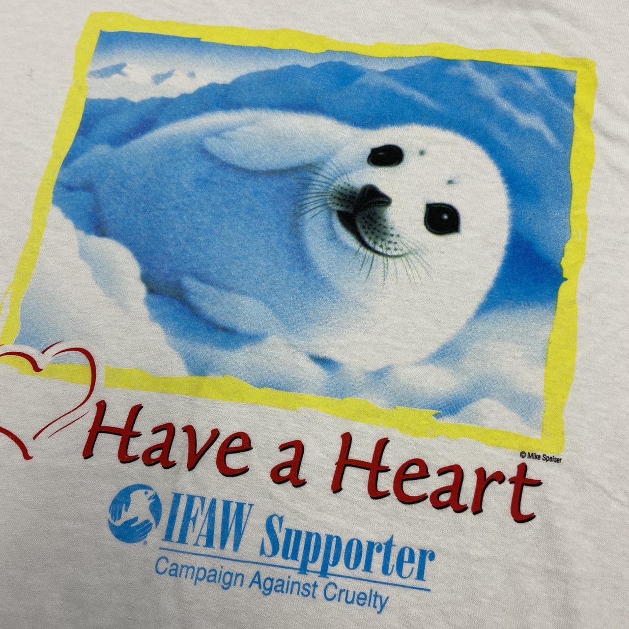 Vintage 90s USA ‘campaign against cruelty’ seal nature wildlife animal promotional graphic t-shirt