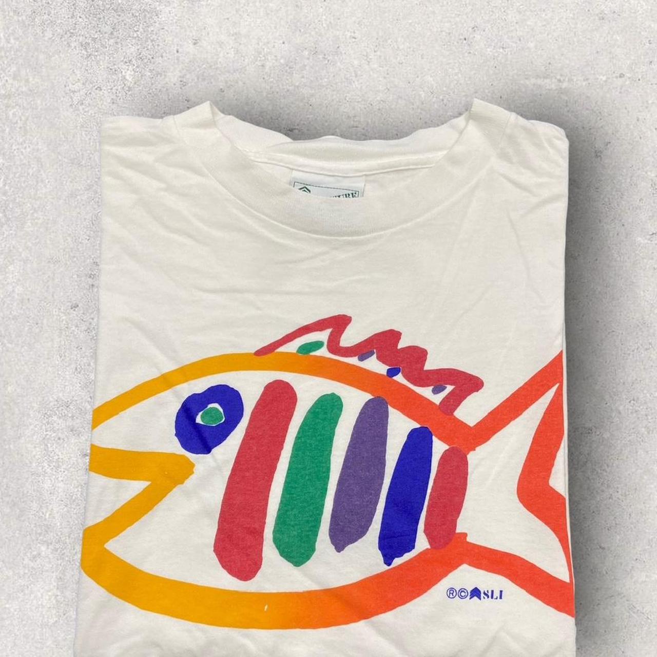 Vintage 90s USA Perkins Cove Ogunquit Maine fishing promotional graphic t-shirt