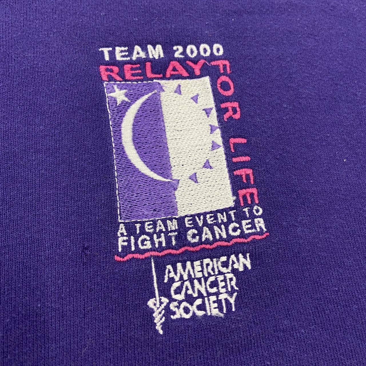 Vintage Y2K 2000 team relay for life American cancer society race promotional graphic sweatshirt