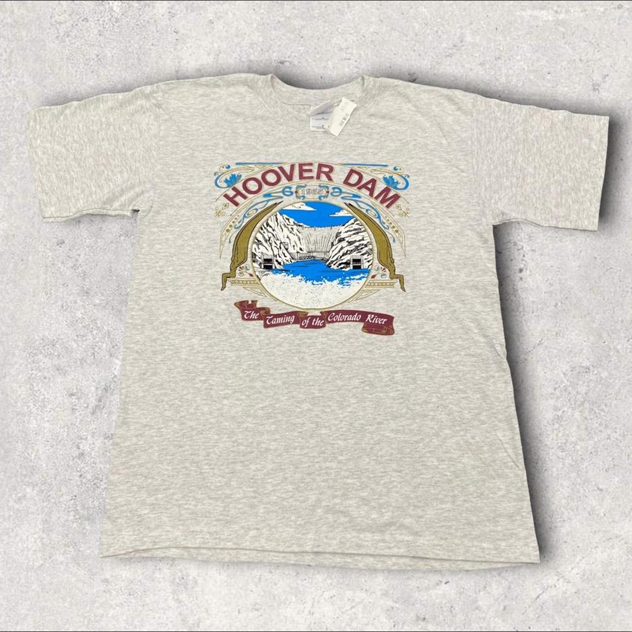 Vintage 90s USA Hoover Dam Colorado River Nevada graphic grey t-shirt