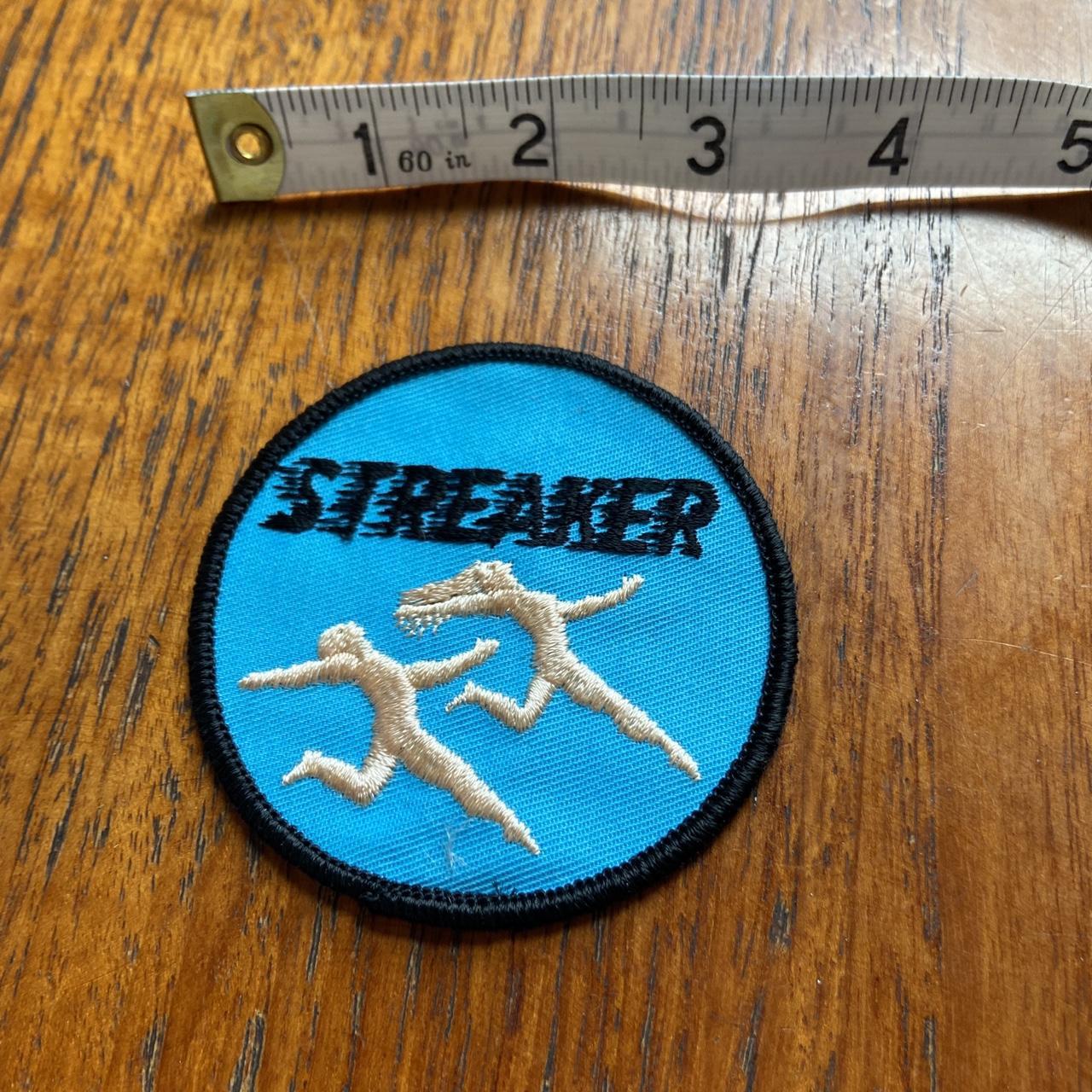 Vintage 80s USA streaker humour novelty embroidered sew on badge
