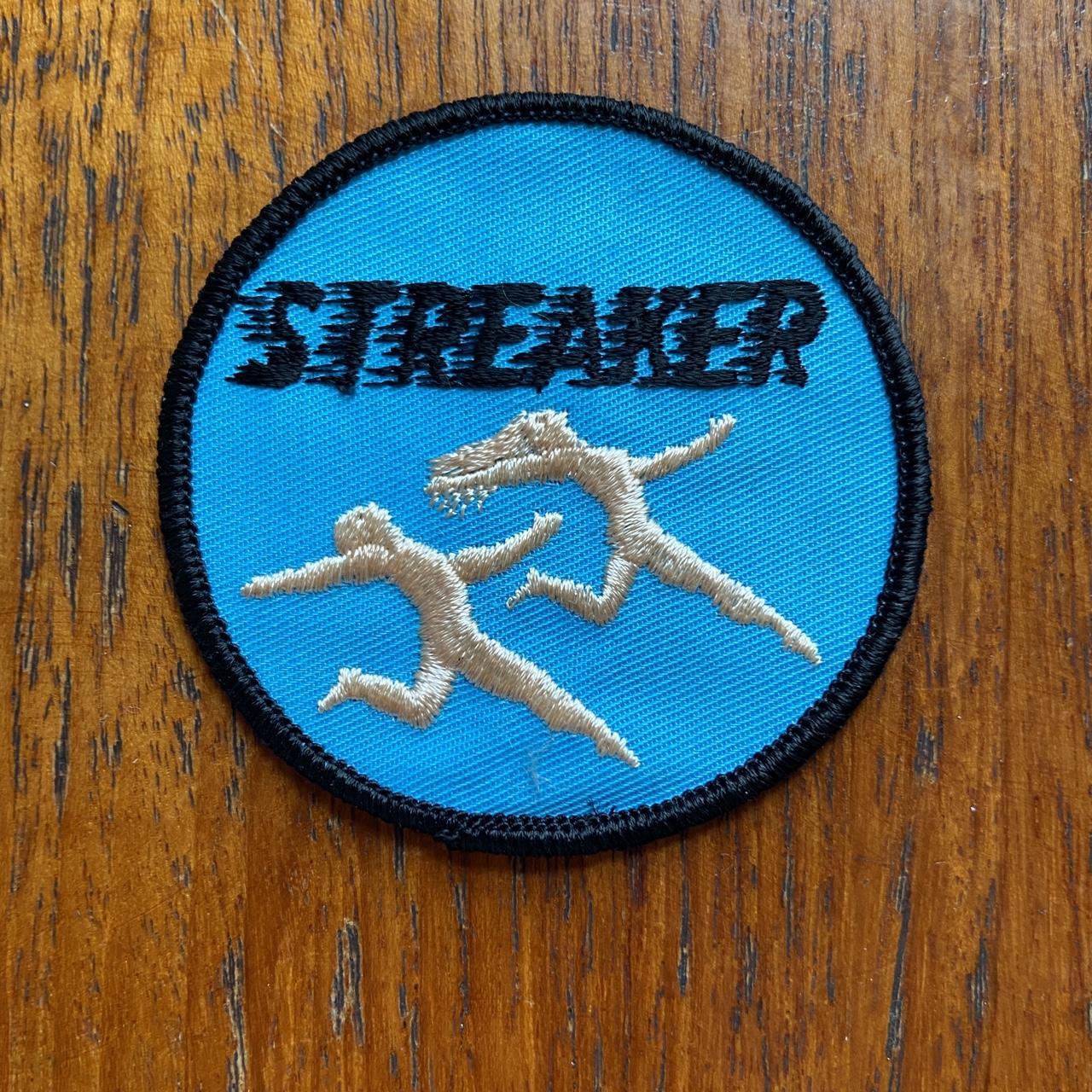 Vintage 80s USA streaker humour novelty embroidered sew on badge