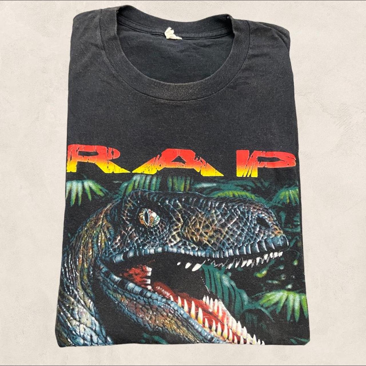 Vintage 90s USA Jurassic park rap attack promotional graphic t-shirt