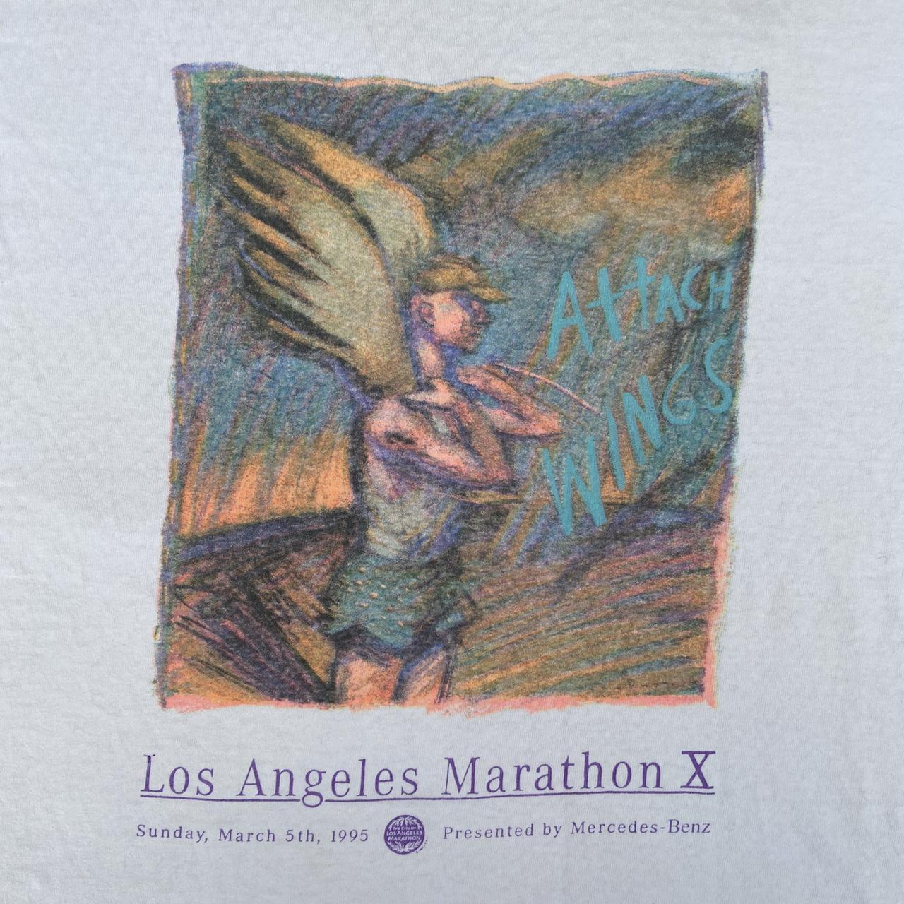Vintage 90s USA Los Angeles Marathon Mercedes Benz automobile promotional graphic t-shirt